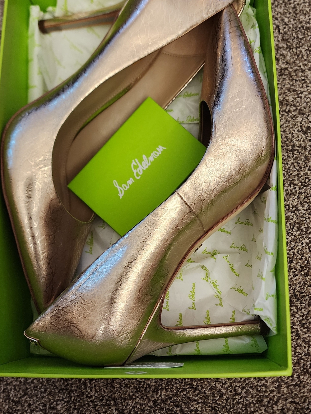 Sam Edelman Metallic Rose Gold Pointed Toe Pump